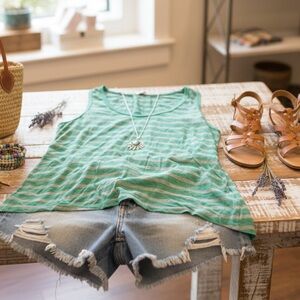 Splendid Green and gray Striped racerback Tank Top- size small